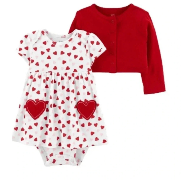 Carter's Baby Girls' 2-Piece Valentine's Day Dress Set  size 6m - Picture 1 of 7